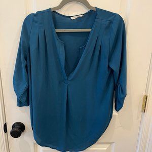 Blue relaxed fit blouse; size medium